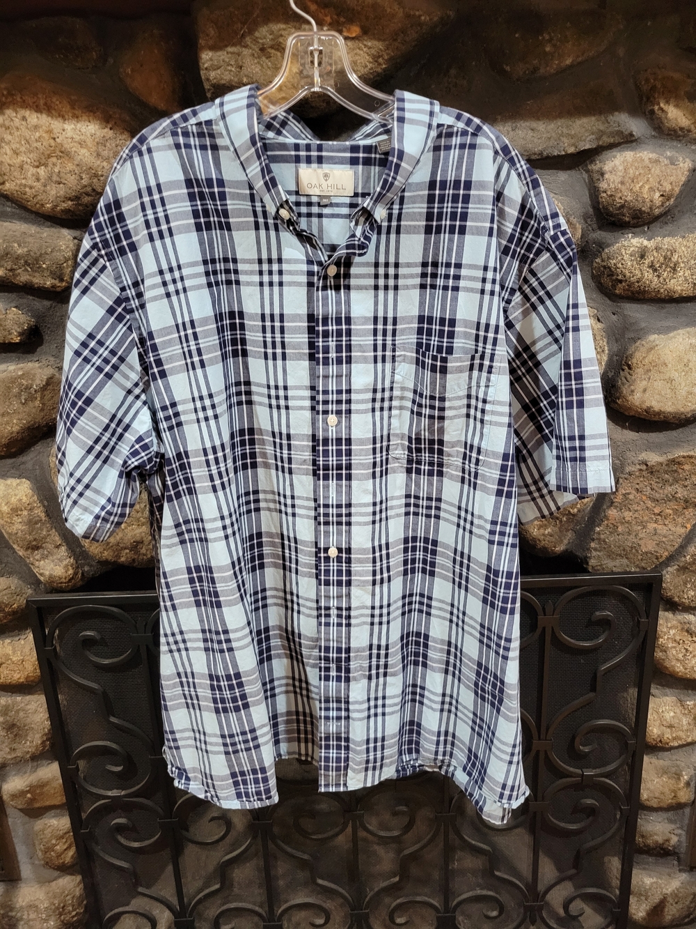 Oak Hill Blue Plaid Short-Sleeve Button-Up Shirt